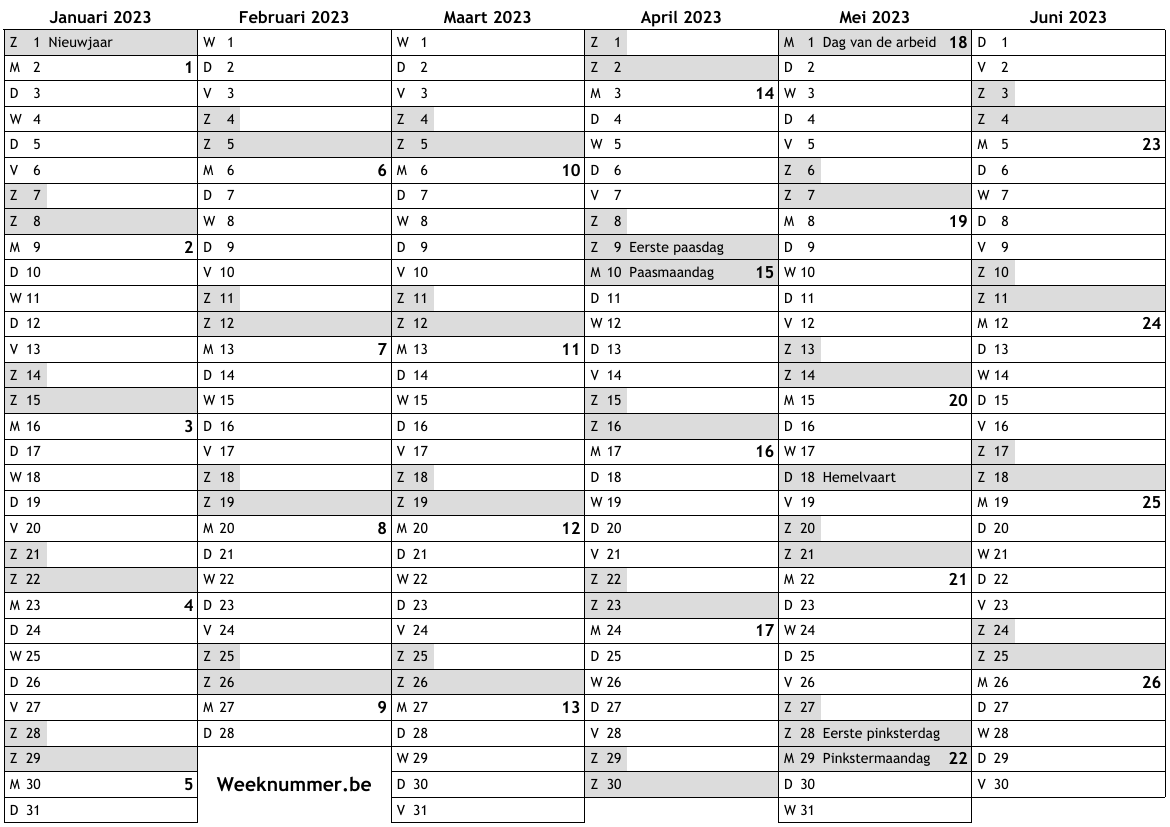 Kalender voor 2023 met weeknummers en feestdagen … nationale feestdagen, weken, agenda, A4, online download PDF, drukken
